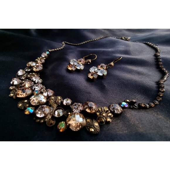 Rare Find Vintage SORRELLI Super Sparkling Signed Dark Amber Clear Smoky Rhinest - Picture 3 of 5